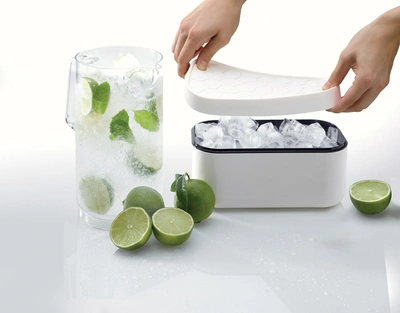 Lekue Ice Box Silicone Ice Cube Tray And Storage Box, White In White