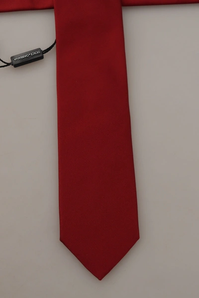 Shop Dolce & Gabbana Solid Print 100% Silk Adjustable Accessory Men's Necktie In Red