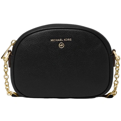 Michael Kors Jet Set Charm Small Pebbled Leather Oval Camera Crossbody Bag In Black