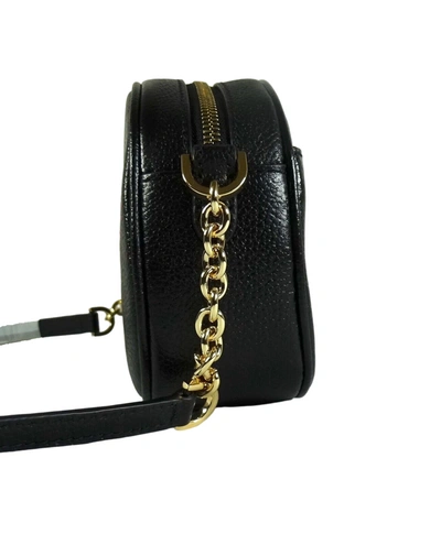 Michael Kors Jet Set Charm Small Pebbled Leather Oval Camera Crossbody Bag In Black