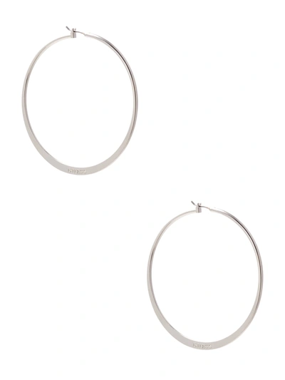 Shop Guess Factory Silver-tone Large Logo Hoop Earrings In White