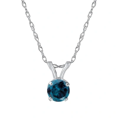 Pompeii3 3/4ct Blue Diamond Solitaire 14k White Gold Pendant In Blue