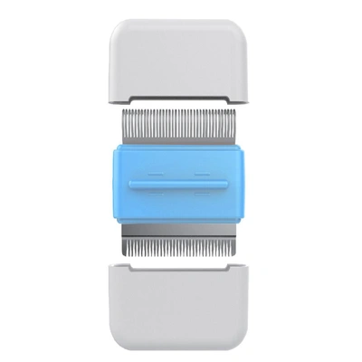 Shop Pet Life 'zipocket' 2-in-1 Underake And Stainless Steel Travel Grooming Pet Comb In Blue