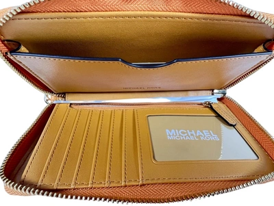 Shop Michael Kors Jet Set Travel Flat Multifunction Phone Case Leather Wristlet Wallet In Yellow