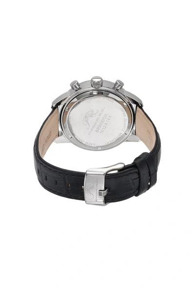 Shop Porsamo Bleu Brandon Men's Leather Silver And Black Watch 1012abrl