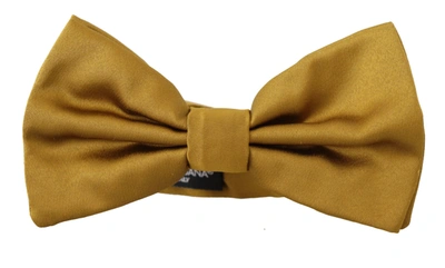 Shop Dolce & Gabbana Mustard 100% Silk Butterfly Papillon Men's Tie In Yellow