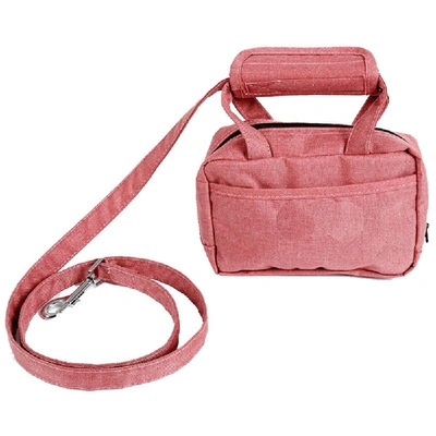 Shop Pet Life 'posh Walk' Purse Dog Leash, Accessory Holder And Waste Bag Dispenser In Pink