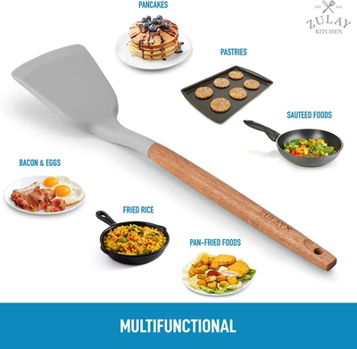 Shop Zulay Kitchen Flexible & Heat Resistant Silicone Spatula With Acacia Wood Handle In Grey