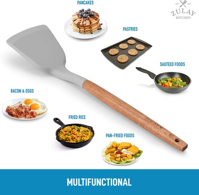 Zulay Kitchen Flexible & Heat Resistant Silicone Spatula With Acacia Wood Handle In Grey