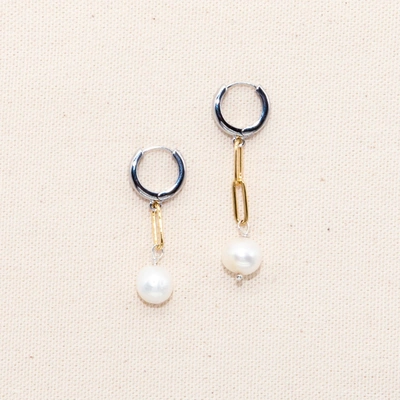 Shop Joey Baby Sake Gold & Silver Plated Pearl Earrings In White