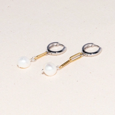 Shop Joey Baby Sake Gold & Silver Plated Pearl Earrings In White