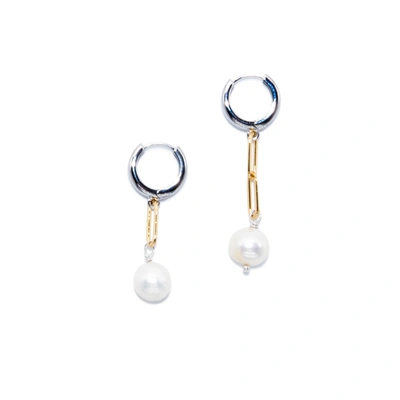 Shop Joey Baby Sake Gold & Silver Plated Pearl Earrings In White