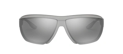 Shop Prada Ps 09vs 57307f Wrap Sunglasses In Grey