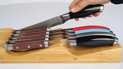 Zulay Kitchen Bamboo Edge-protecting Knife Organizer Block Holds Up To 11 Knives In Brown