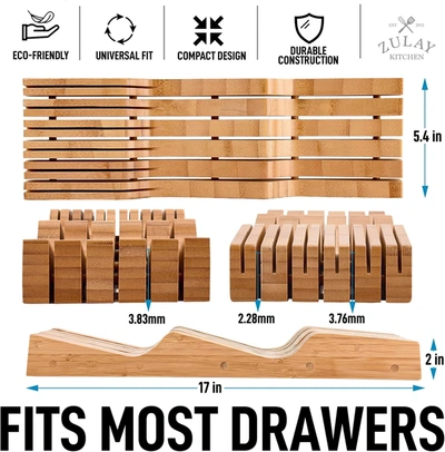 Zulay Kitchen Bamboo Edge-protecting Knife Organizer Block Holds Up To 11 Knives In Brown