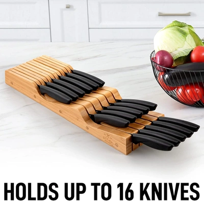 Zulay Kitchen Bamboo Edge-protecting Knife Organizer Block Holds Up To 11 Knives In Brown