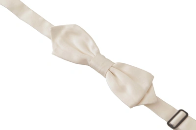 Shop Dolce & Gabbana Solid Silk Adjustable Neck Papillon Men's Tie In White