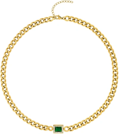Shop Liv Oliver 18k Gold Chain & Green Embellished Necklace