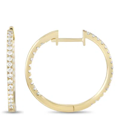 Non Branded Lb Exclusive 14k Yellow Gold 0.50ct Diamond Inside-out Hoop Earrings