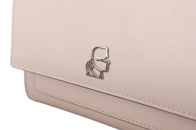 Shop Karl Lagerfeld Leather Shoulder Women's Bag In Beige