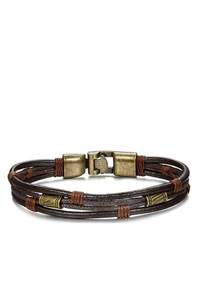 Shop Stephen Oliver Gold & Brown Leather Bracelet