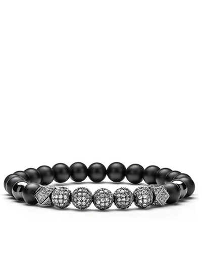 Stephen Oliver Black Plated Matte Onyx & Multi Cz Bracelet In Black