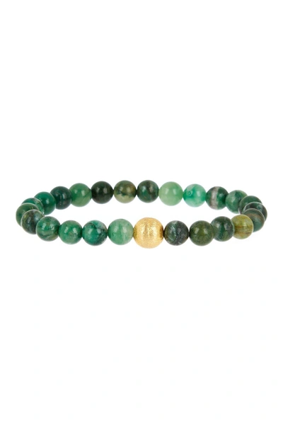 Shop Stephen Oliver 18k Matte Gold Multi Jade Bracelet In Green