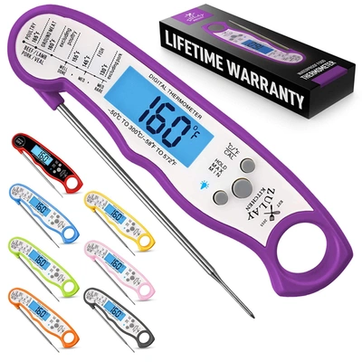 Shop Zulay Kitchen Waterproof Digital Meat Thermometer With Backlight, Calibration & Internal Magnetic Mount In Purple