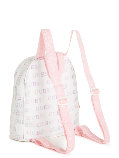 Shop Guess Factory Allover Logo Nylon Backpack In White