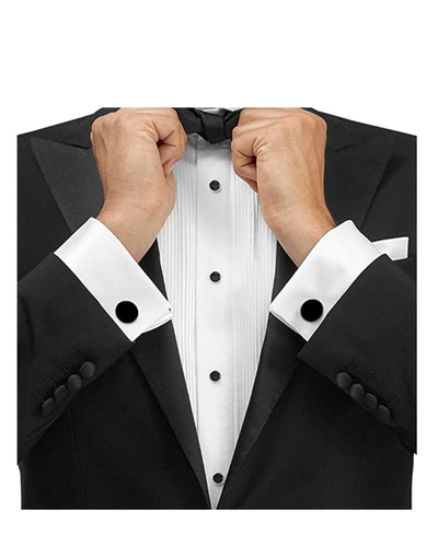 Stephen Oliver Silver Black Tie Cufflink Set