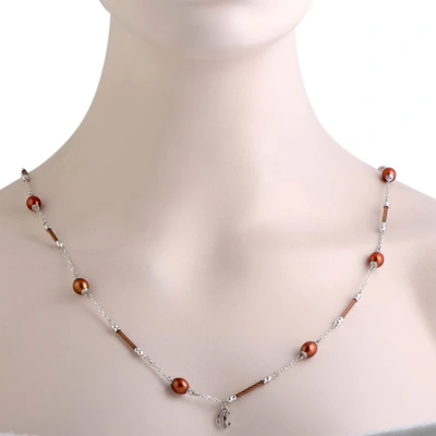 Shop Charriol Pearl Stainless Steel Bronze Pvd Brown Pearls Long Necklace In White