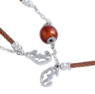 Shop Charriol Pearl Stainless Steel Bronze Pvd Brown Pearls Long Necklace In White