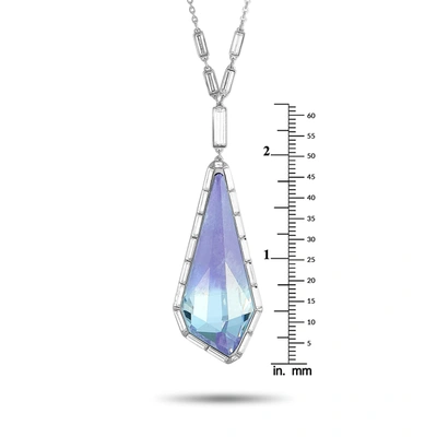 Shop Swarovski Rhodium-plated Stainless Steel Purple And Clear Crystals Pendant Necklace In Silver