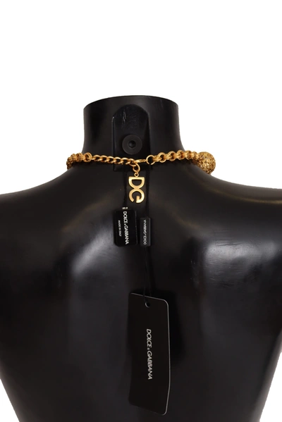 Shop Dolce & Gabbana Brass Sfere Crystal Pendant Statement Women's Necklace In Black