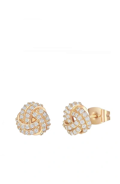 Shop Liv Oliver 18k Gold Embelished Knot Stud Earrings In Silver