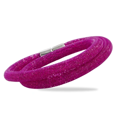 Shop Swarovski Stardust Fuchsia Double Bracelet 5089833-m - Medium In Pink