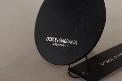Shop Dolce & Gabbana Leather Shell Metal  Tone Keyring Men's Keychain In Black