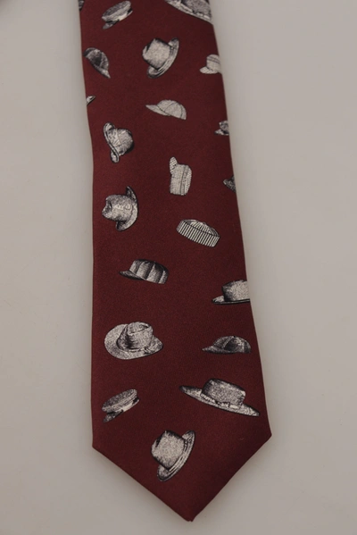 Shop Dolce & Gabbana Hat Pattern 100% Silk Adjustable Accessory Men's Tie In Red