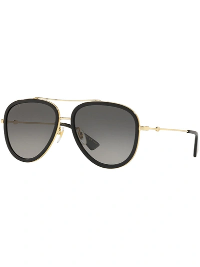Shop Gucci Womens Non-polarized Uv Protection Aviator Sunglasses In Black
