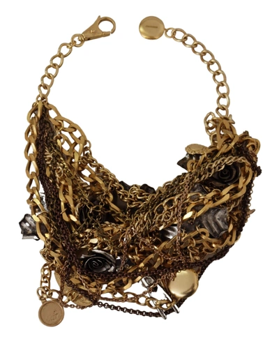 Shop Dolce & Gabbana Brass Sicily Charm Heart Statement Women's Necklace In Black