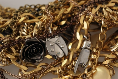 Shop Dolce & Gabbana Brass Sicily Charm Heart Statement Women's Necklace In Black