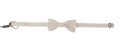 Shop Dolce & Gabbana Off- 100% Silk Slim Adjustable Neck Papillon Bow Men's Tie In White