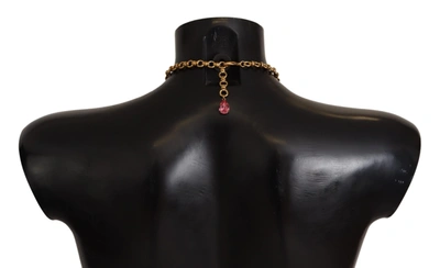 Shop Dolce & Gabbana Brass Sicily Fruits Roses Statement Women's Necklace In Black