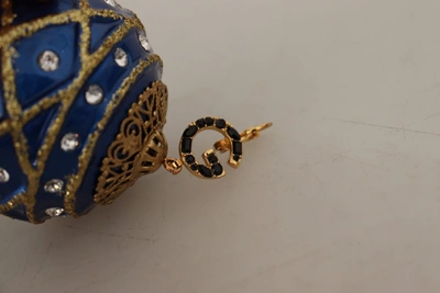 Shop Dolce & Gabbana Christmas Ball Crystal Hook  Brass Women's Earrings In Blue