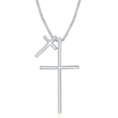 Shop Simona Sterling Silver Double Cross Necklace - Rose Gold Plated