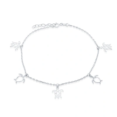 Shop Simona Sterling Silver Cut-out Sea Turtle Anklet