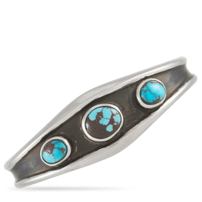 Shop King Baby Thin Turquoise Cuff Bracelet In Grey
