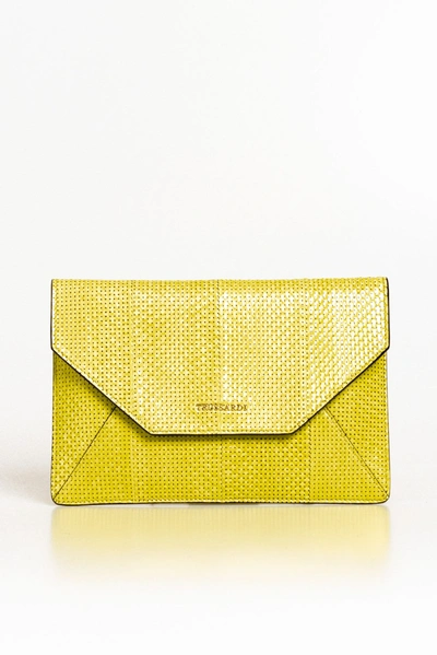 Shop Trussardi Leather Clutch Women's Bag In Yellow