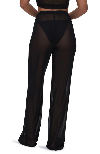 Good American Animal Print Mesh Wide Leg Pant In Black001
