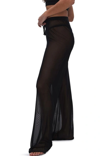 Good American Animal Print Mesh Wide Leg Pant In Black001